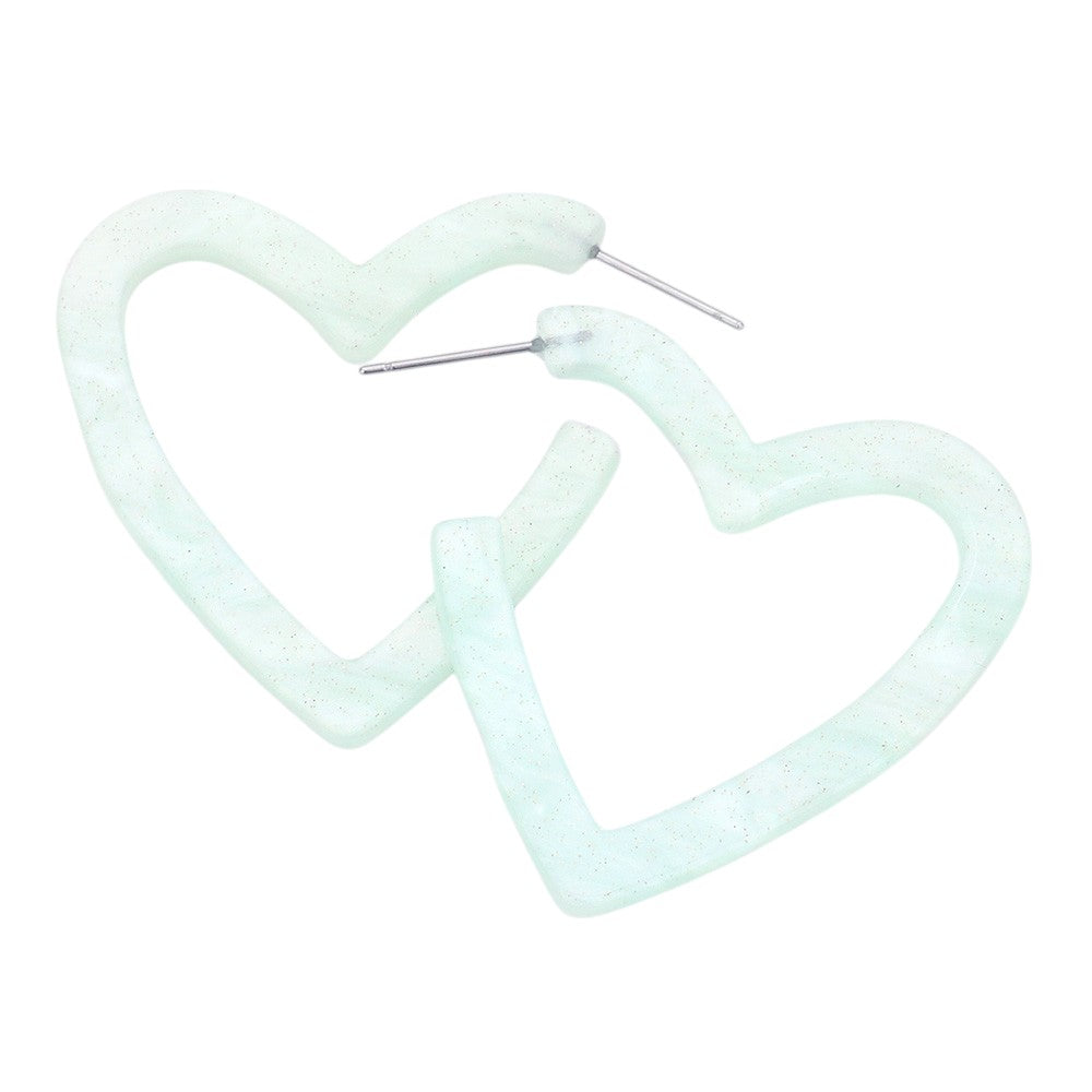 Mint Celluloid Acetate Open Heart Earrings are a must-have accessory for any fashion-forward individual. Made from high-quality celluloid acetate, these earrings are lightweight yet durable, perfect for everyday wear. The open heart design adds a touch of whimsy to any outfit, making these earrings the perfect addition to your jewelry collection.