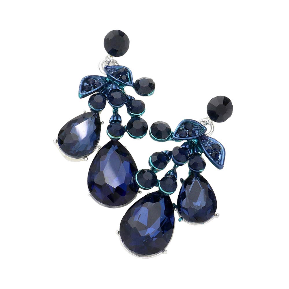 Montana Blue Teardrop Stone Cluster Dangle Evening Earrings, these stunning pieces feature an elegant design and shimmering metal accents. Perfect for special occasions, they are sure to add style and elegance to any look, these earrings are sure to make a lasting impression. Gift a pair of these to someone you love.