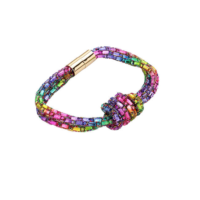 Multi Bling Knot Magnetic Bracelet, enhance your attire with this beautiful bracelet to show off your fun trendsetting style. It can be worn with any daily wear such as shirts, dresses, T-shirts, etc. It's a perfect birthday gift, anniversary gift, Mother's Day gift, holiday getaway, or any other event.