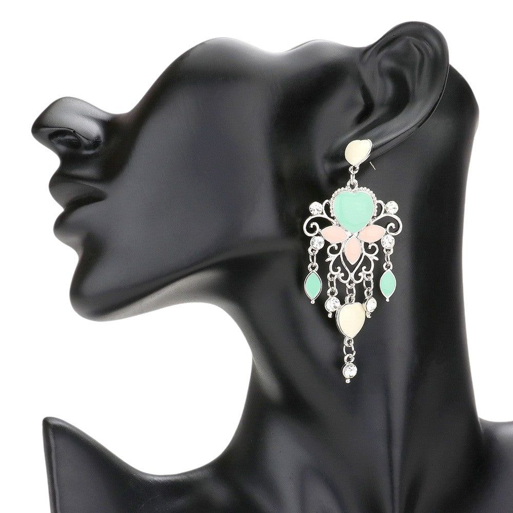 Heart Chandelier Earrings - Multi - Earrings