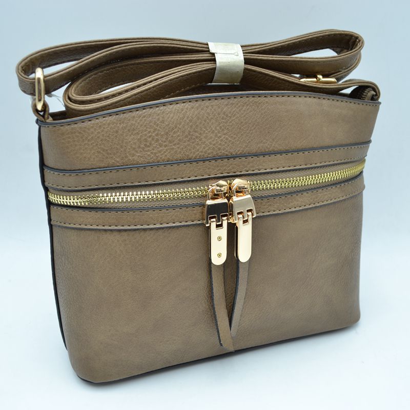 Zipper Detail Women's Crossbody Soft Faux Leather Bag