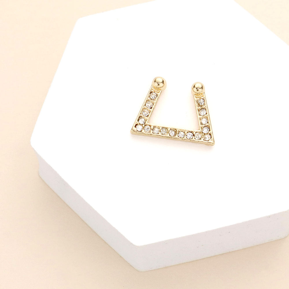 Madeline Love Gold 1PC - Stone Embellished Angled Metal Nose Cuff - Body Jewelry