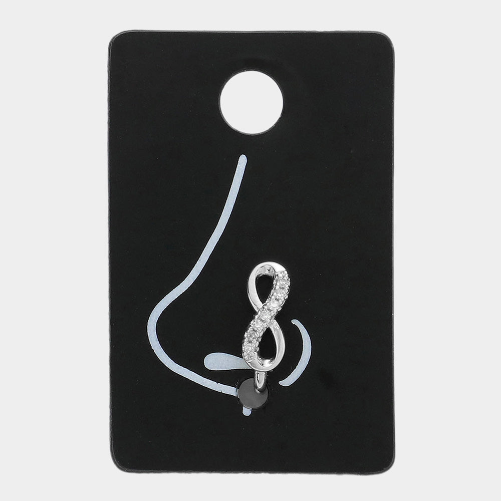 Madeline Love Rhodium Stone Embellished Infinity Nose Clip - Body Jewelry