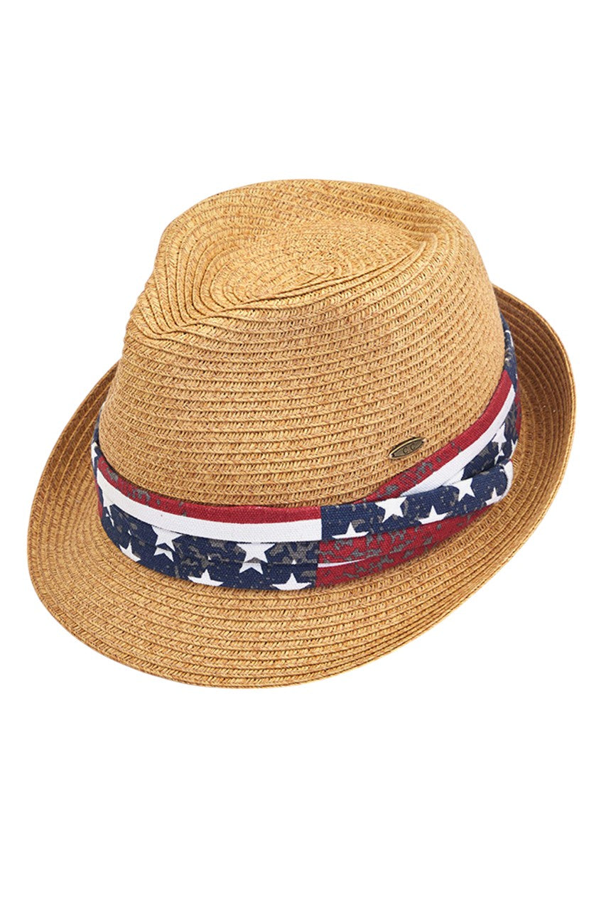 C.C AMERICAN FLAG TRIM BAND FEDORA Hat