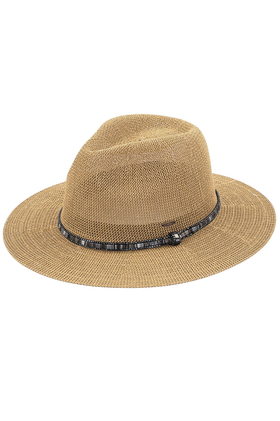 Natural C.C MULTI-THREAD RHINESTONE TRIM BAND PANAMA HAT is a must-have accessory for any fashion-forward individual. Crafted with multi-threaded material and adorned with stunning rhinestone trim, this hat adds a touch of elegance to any outfit. With its versatile design, it's perfect for any occasion and provides excellent sun protection.