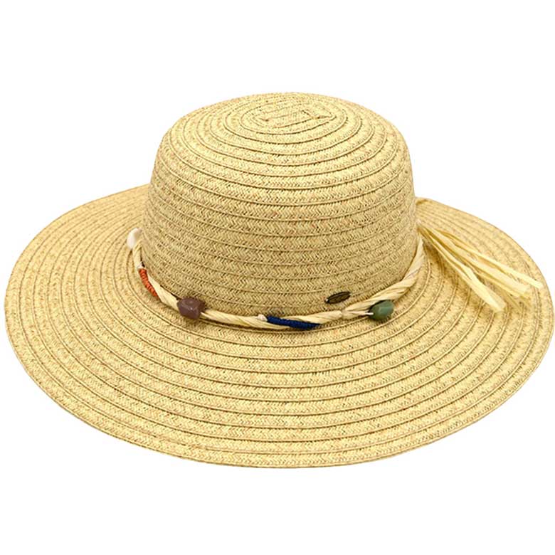 C.C Wide Brim Stone Trim Band Sun Hat