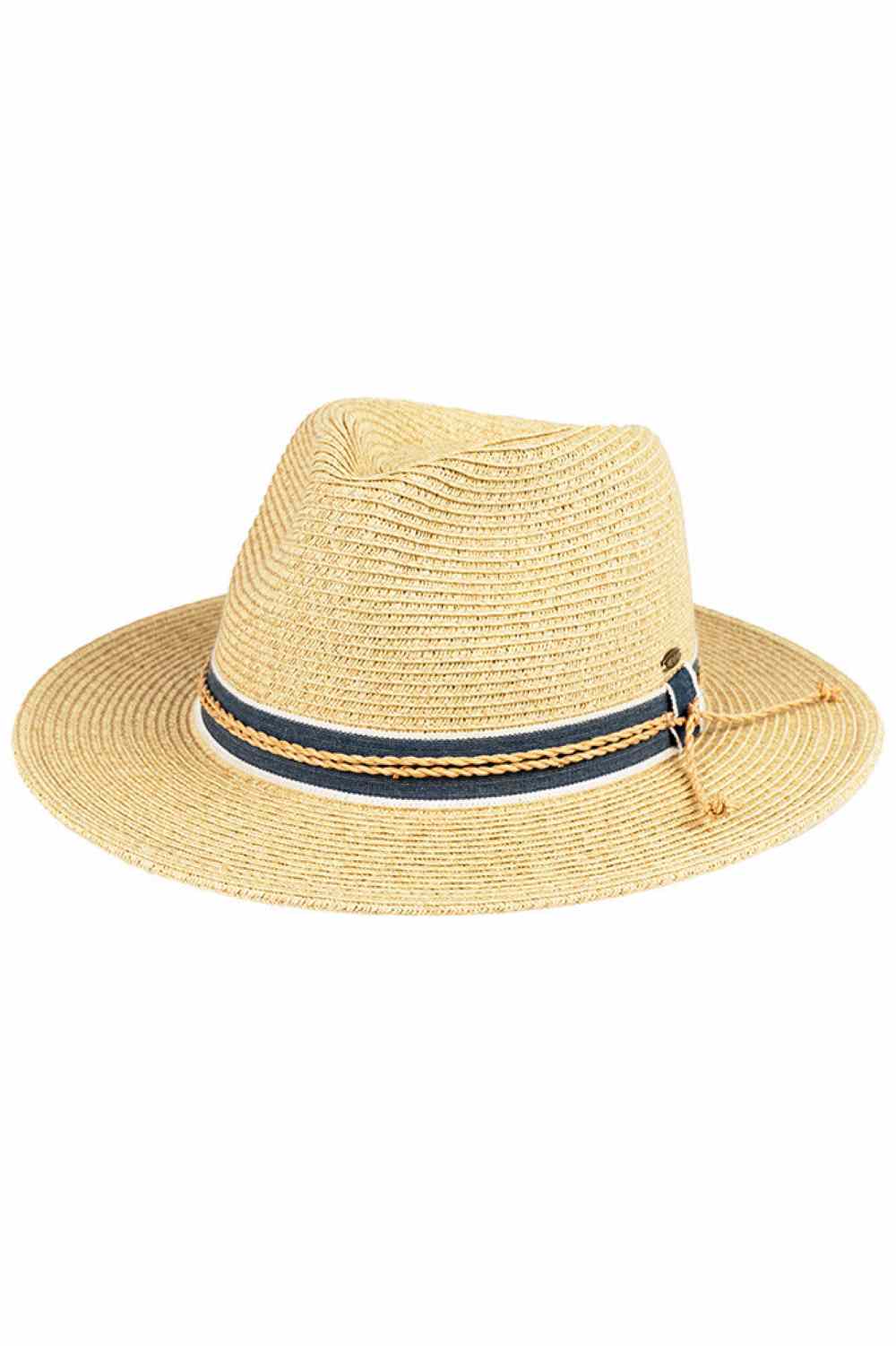 Natural Elevate your sun style with this classic C.C Panama sun hat, featuring a sophisticated two-tone design and charming braided string band detail. Crafted from a breathable blend of 80% paper and 20% polyester, it offers lightweight comfort for all-day wear. With a generous 2.5" brim for sun protection and a 4" crown for a flattering fit, this one-size hat suits most head shapes. The 22.6" circumference provides a secure, comfortable fit whether you're at the beach, garden party, or outdoor adventure.