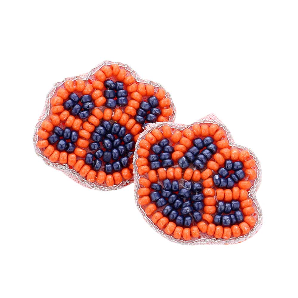 Navy Felt Back Seed Beaded Paw Stud Earrings, beautifully crafted design add a gorgeous glow to any outfit. Take your love for statement accessorizing to a new level of affection with these seed-beaded paw stud earrings!