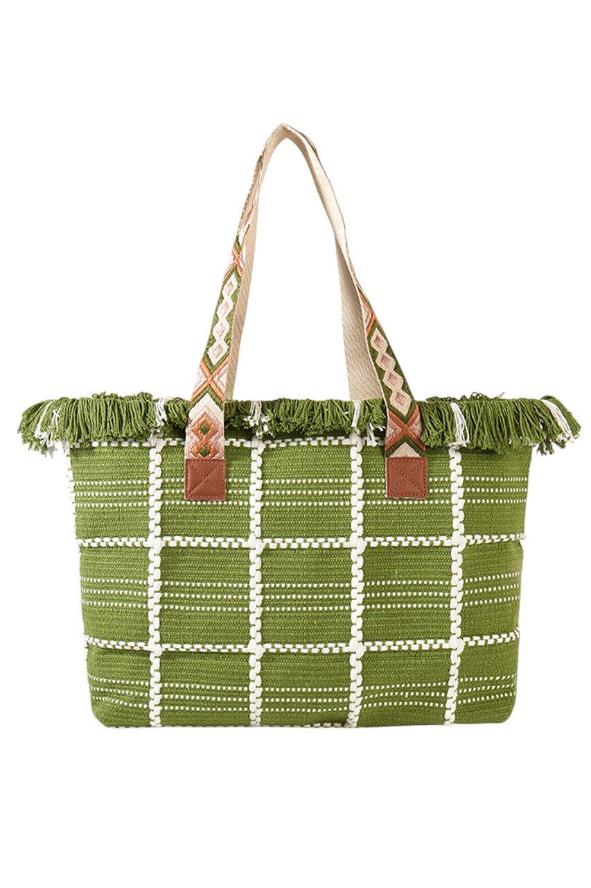 Aztec Pattern Strap Checked Pattern Bag combines traditional design with modern functionality. Crafted with a distinctive checked pattern and accented by an authentic Aztec-inspired strap, it offers both style and durability. Ideal for everyday use, its spacious interior and sturdy construction ensure your essentials are carried securely while making a bold fashion statement. Perfect for those who appreciate cultural motifs paired with practical design.