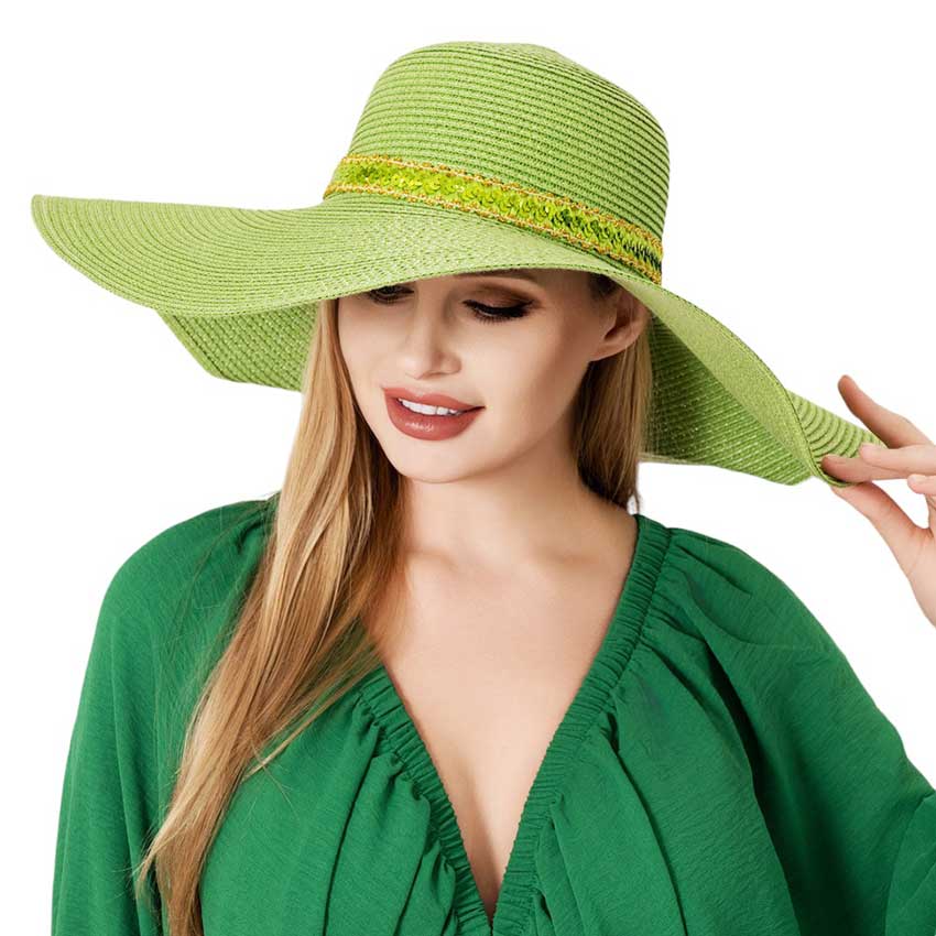Olive Sequin Band Pointed Straw Sun Hat, Get ready to shine in the summer sun with our Sequin Band Pointed Sun Hat! Made with sturdy straw for all-day wear, this hat features a stylish sequin band for a touch of glam. Protect yourself from UV rays while making a statement - no dull moments here! Perfect summer gift choice!