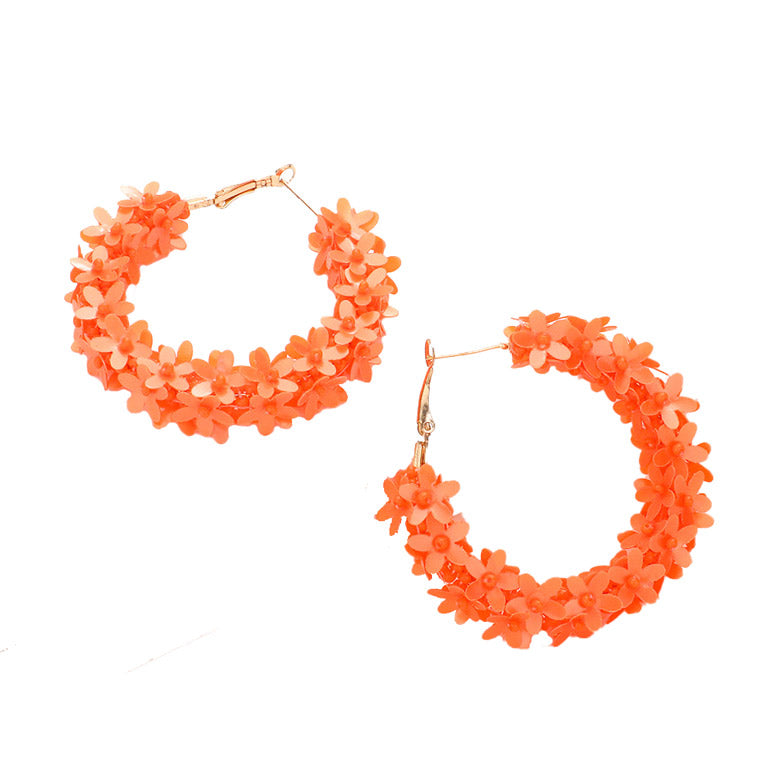 Flower Cluster Hoop Earrings