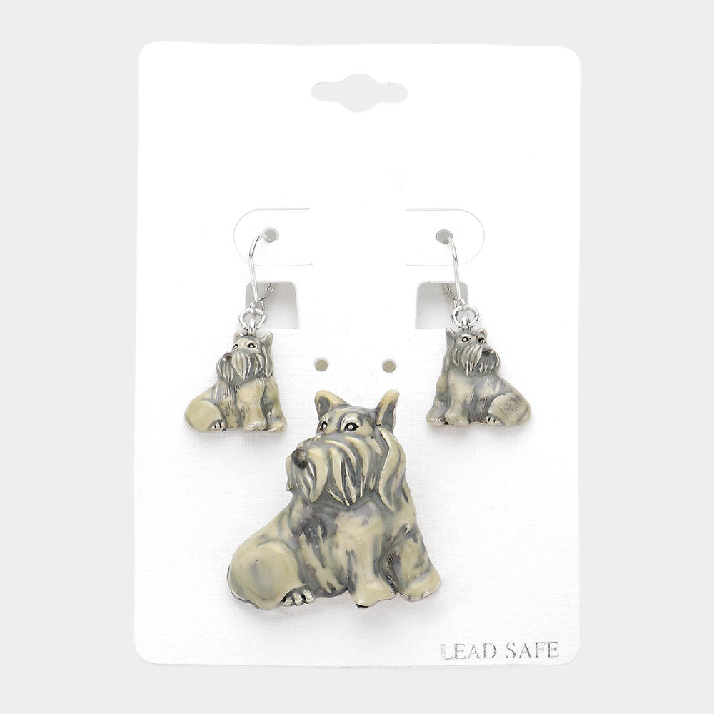Madeline Love Multi, Silver Enamel Dog Pendant Set - Pendant Sets