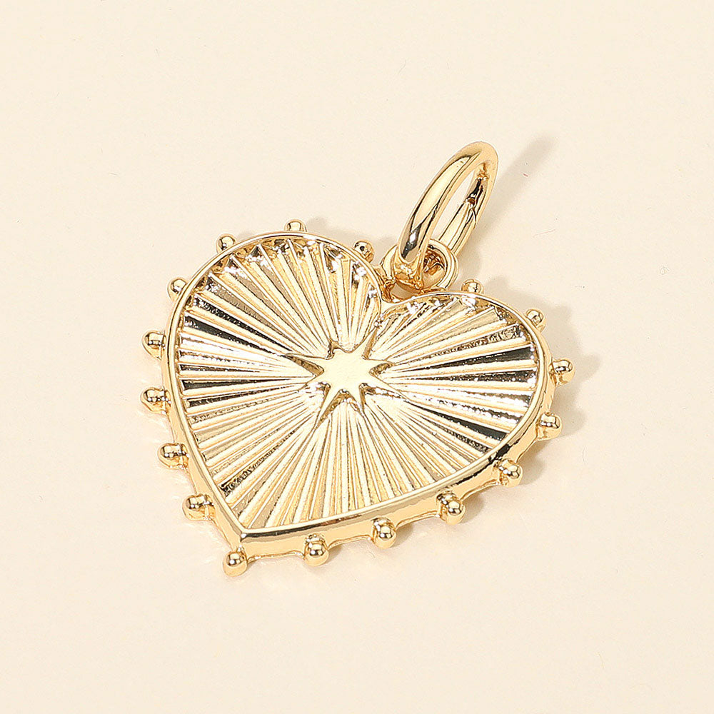 Madeline Love Gold Textured Metal Heart Pendant Charm - Bags & Wallets