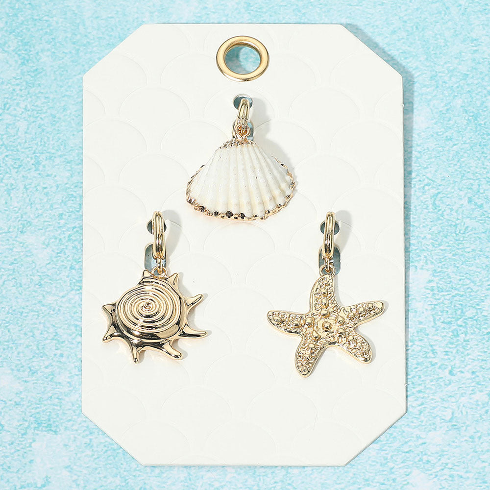 Madeline Love Gold 3PCS - Seashell Starfish Pendant Charm Set - Bags & Wallets