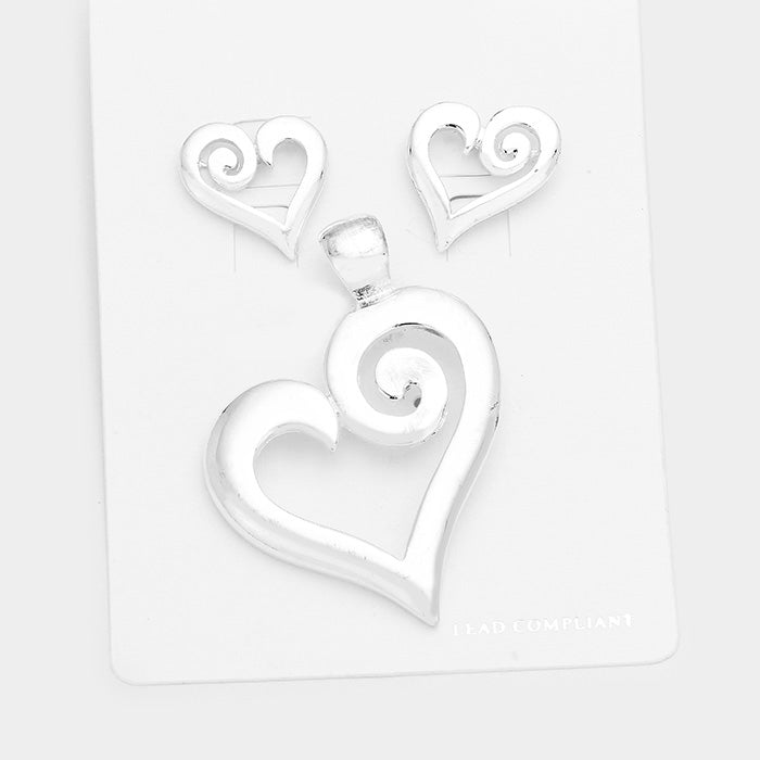 Madeline Love Silver Metal Heart Pendant Set - Pendant Sets