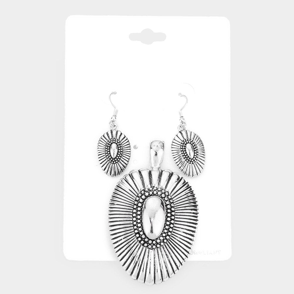 Madeline Love Antique Silver Antique Embossed Magnetic Pendant Set - Pendant Sets