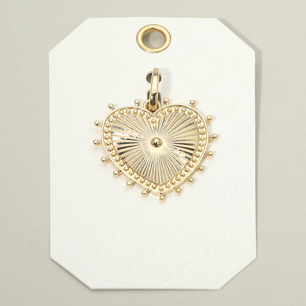 Madeline Love Gold Textured Metal Sunburst Heart Pendant - Bags & Wallets