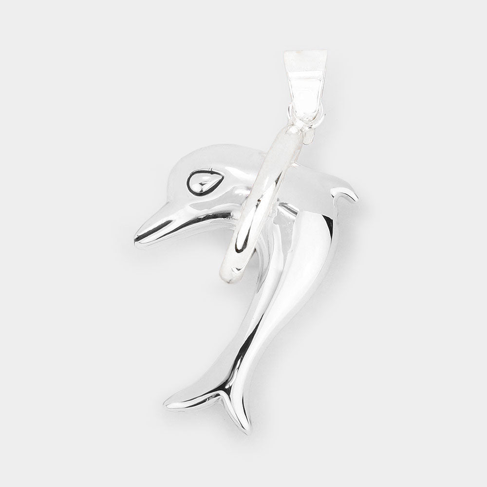 Silver Metal Dolphin Pendant