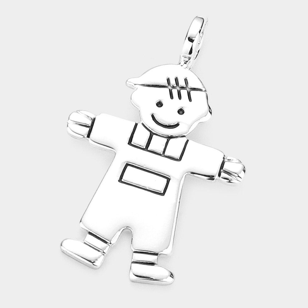 Madeline Love Silver Metal Boy Pendant - Pendant Sets