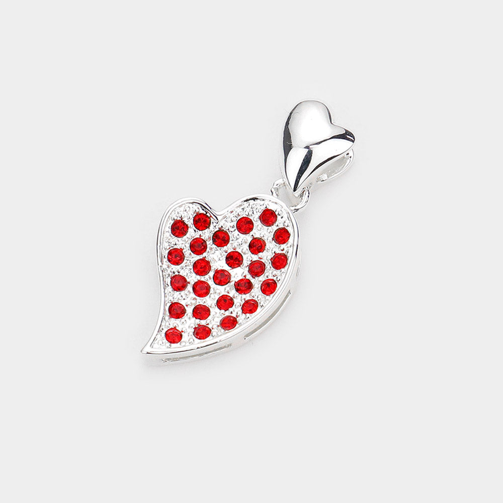 Madeline Love Red Rhinestone Paved Metal Heart Pendant - Pendant Sets