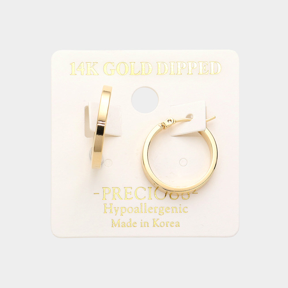 Madeline Love Gold 14K Gold Dipped 0.75 Inch Metal Hoop Pin Catch Earrings