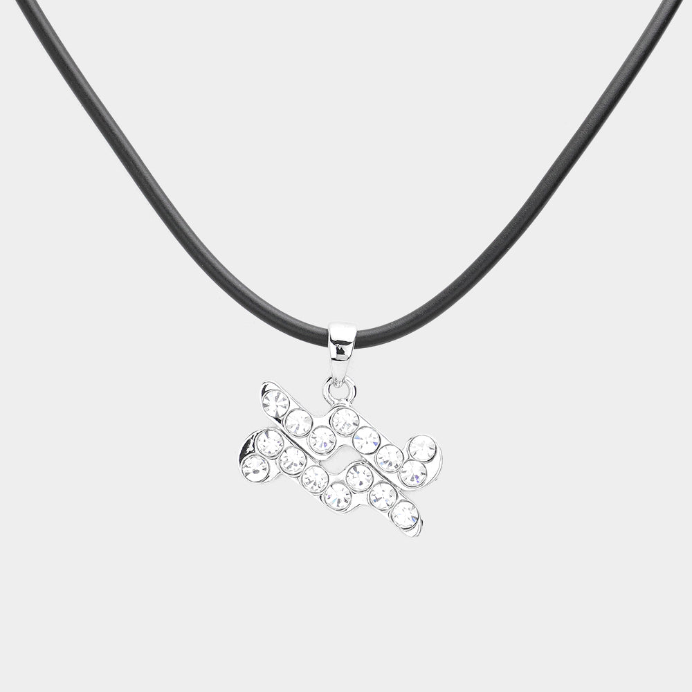 Madeline Love Silver Aquarius - Stone Embellished Zodiac Pendant Necklace - Necklaces