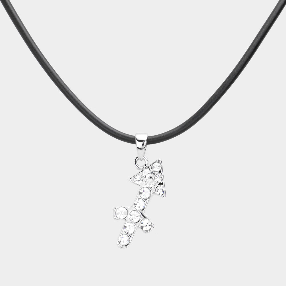 Madeline Love Silver Sagittarius - Stone Embellished Zodiac Pendant Necklace - Necklaces