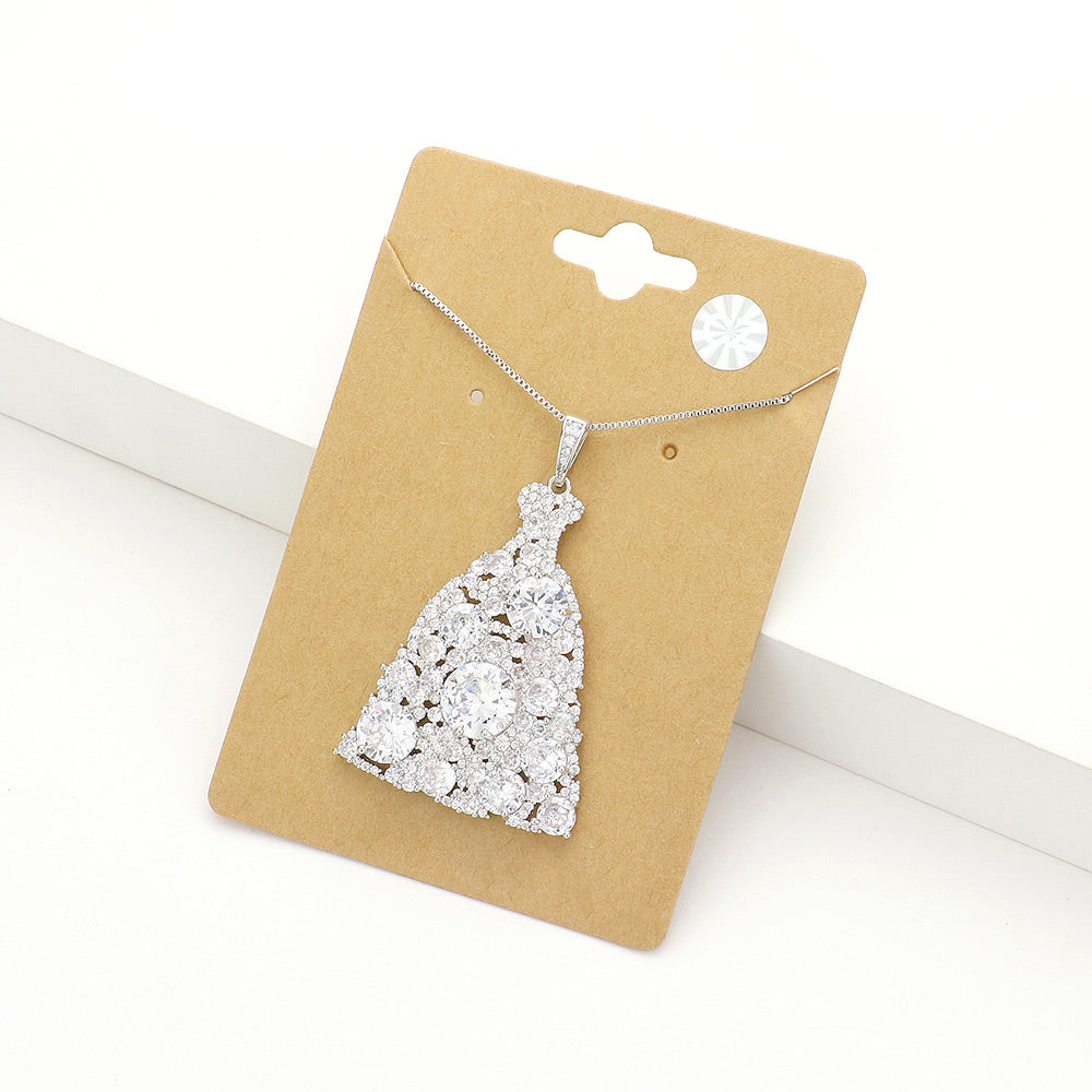 Madeline Love Silver CZ Dress Pendant Necklace - Necklaces