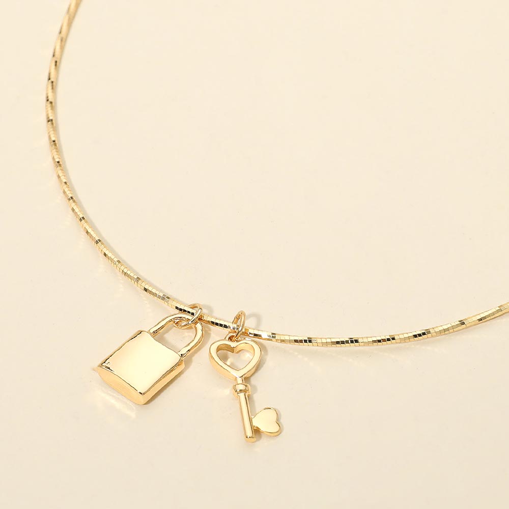 Madeline Love Gold Padlock Key Pendant Necklace - Necklaces