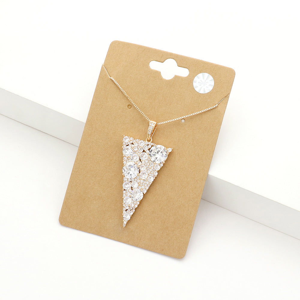 Madeline Love Gold CZ Triangle Pendant Necklace - Necklaces