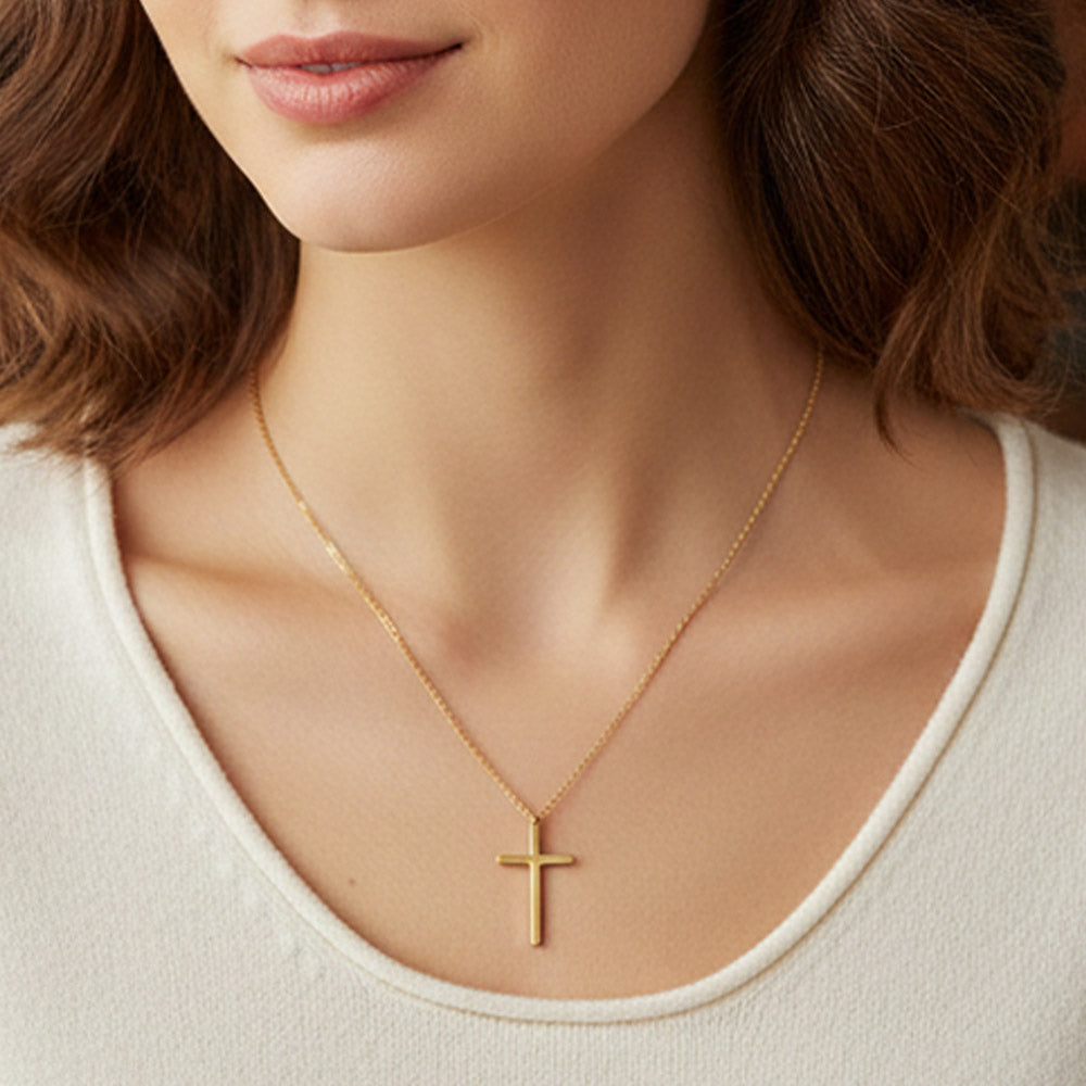 Madeline Love Gold SECRET BOX_Stainless Steel Cross Pendant Necklace - Jewelry