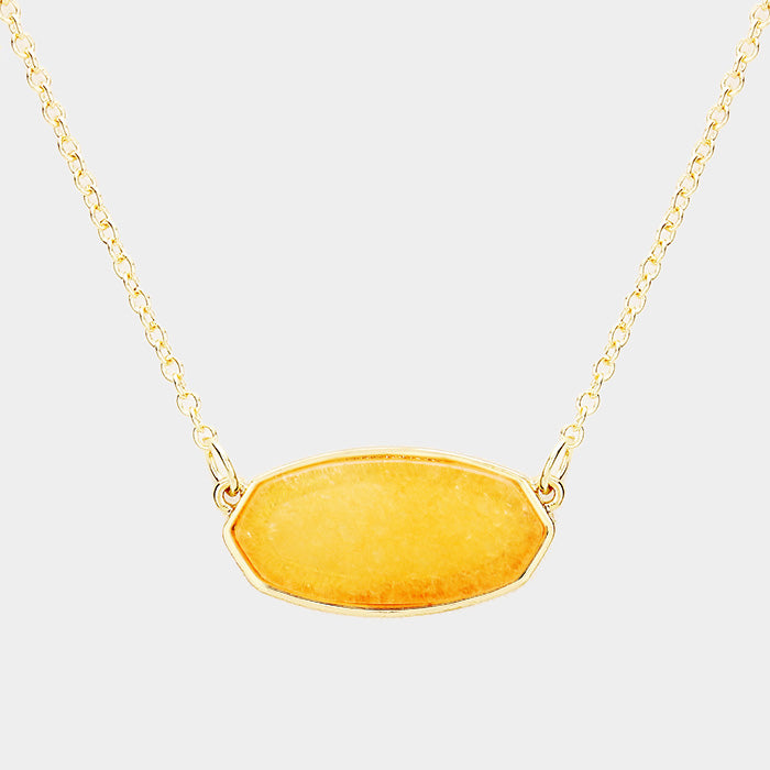 Madeline Love Orange Hexagon Stone Pendant Necklace - Necklaces