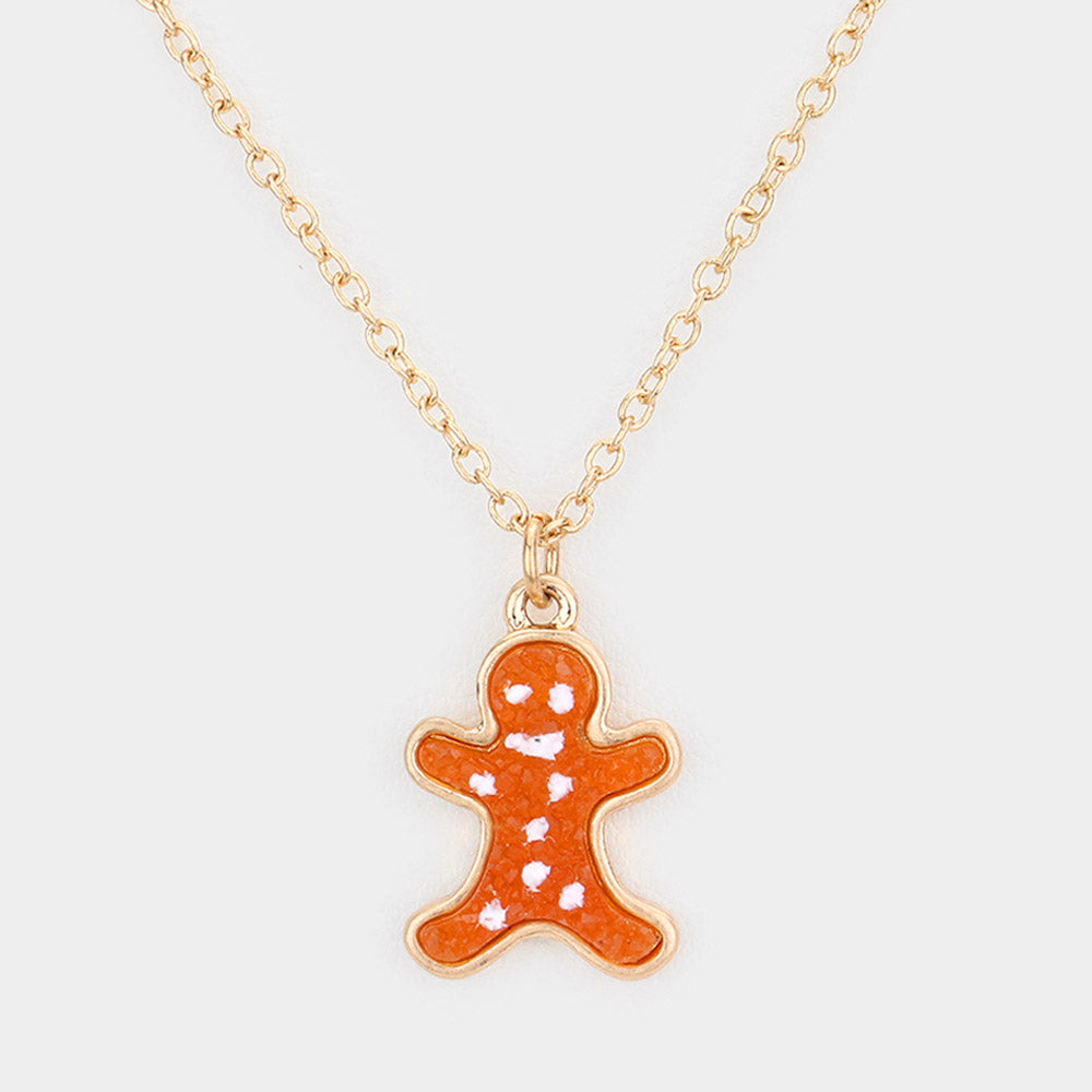 Madeline Love Brown Gingerbread Man Pendant Necklace - Jewelry
