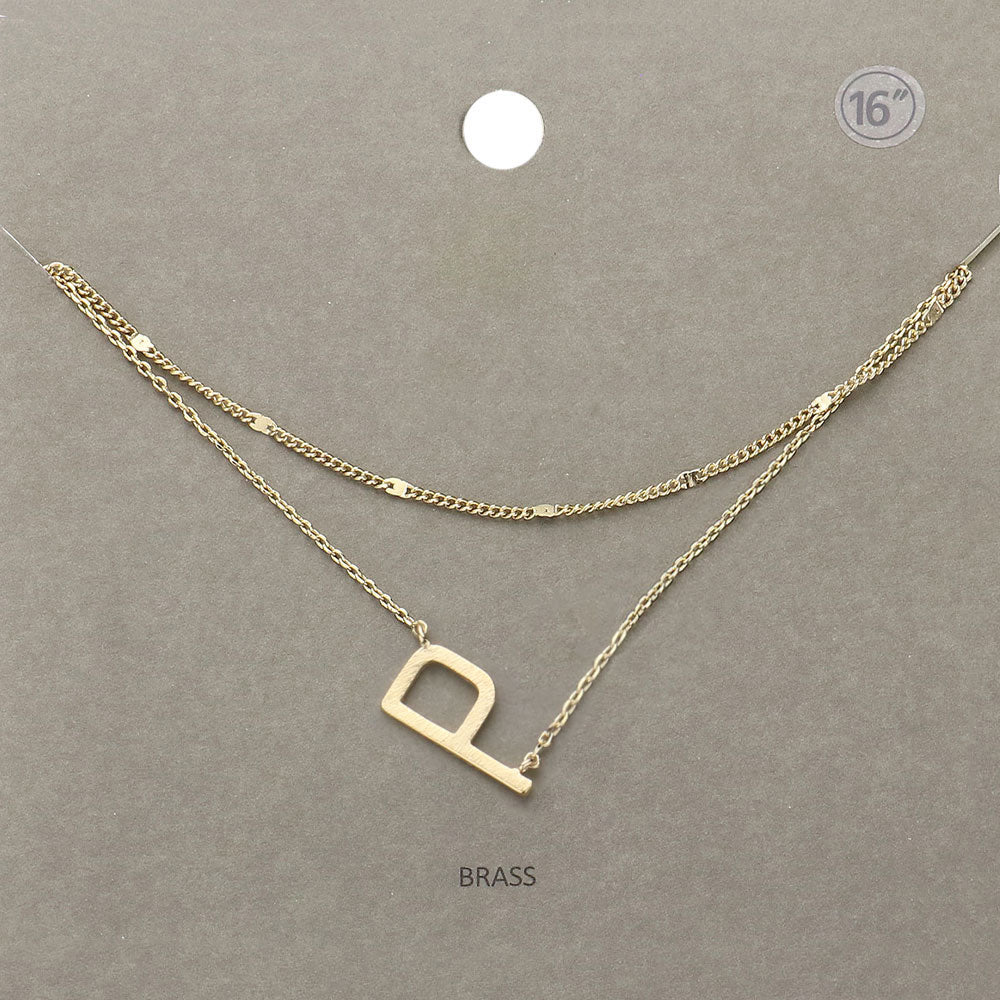Madeline Love Gold -P- Initial Monogram Brass Metal Necklace - Necklaces
