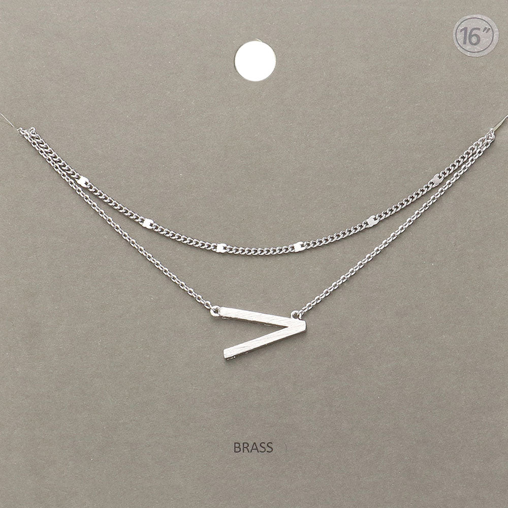 Madeline Love Rhodium -V- Initial Monogram Brass Metal Necklace - Necklaces