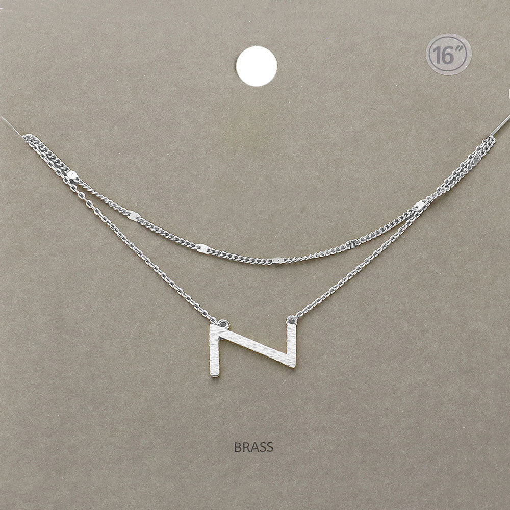 Madeline Love Rhodium -Z- Initial Monogram Brass Metal Necklace - Necklaces