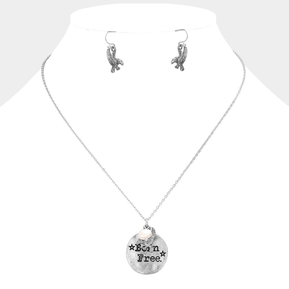 Madeline Love Worn Silver "Born Free" Charm Pendant Necklace - Necklaces