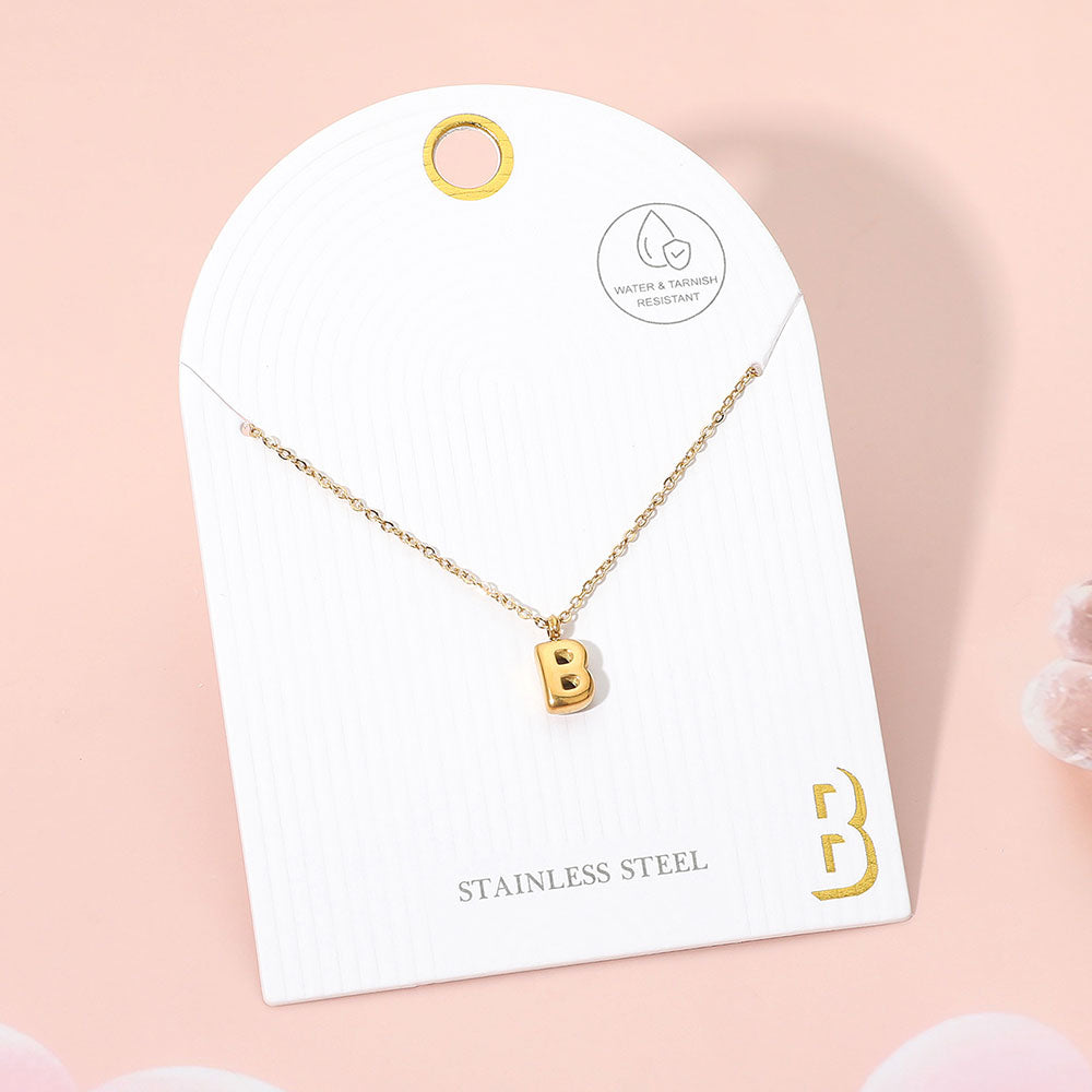 Madeline Love Gold, ~B~ -B- Stainless Steel Monogram Pendant Necklace - Jewelry