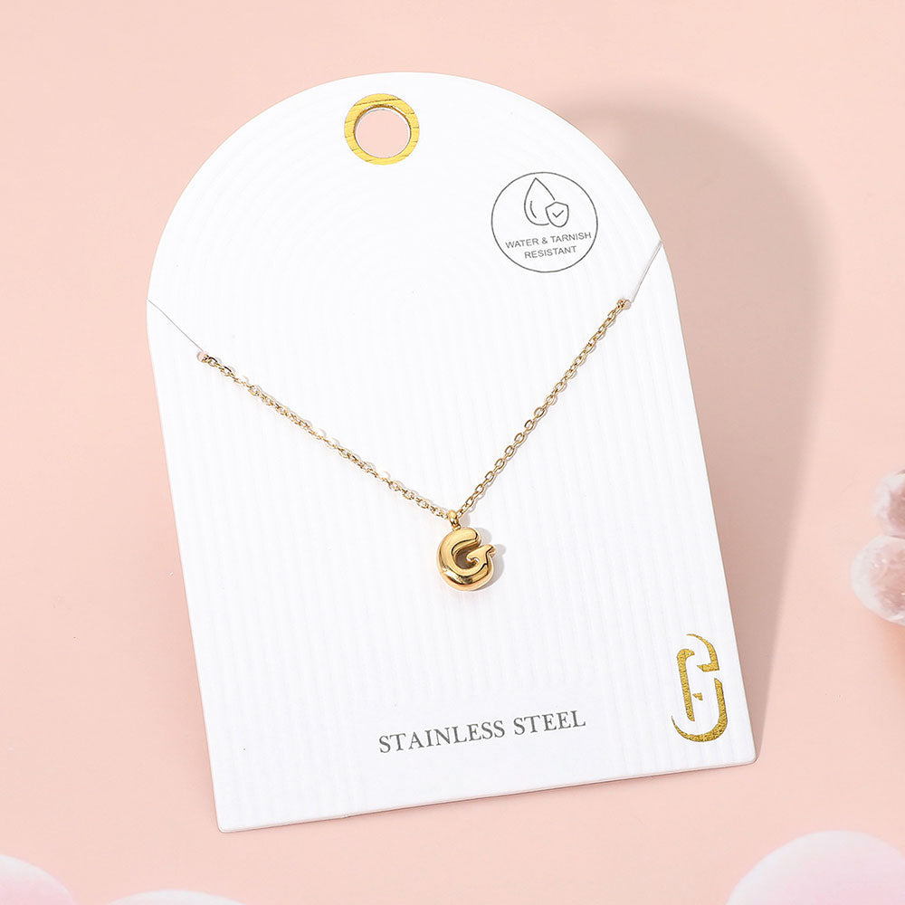 Madeline Love Gold, ~G~ -G- Stainless Steel Monogram Pendant Necklace - Jewelry