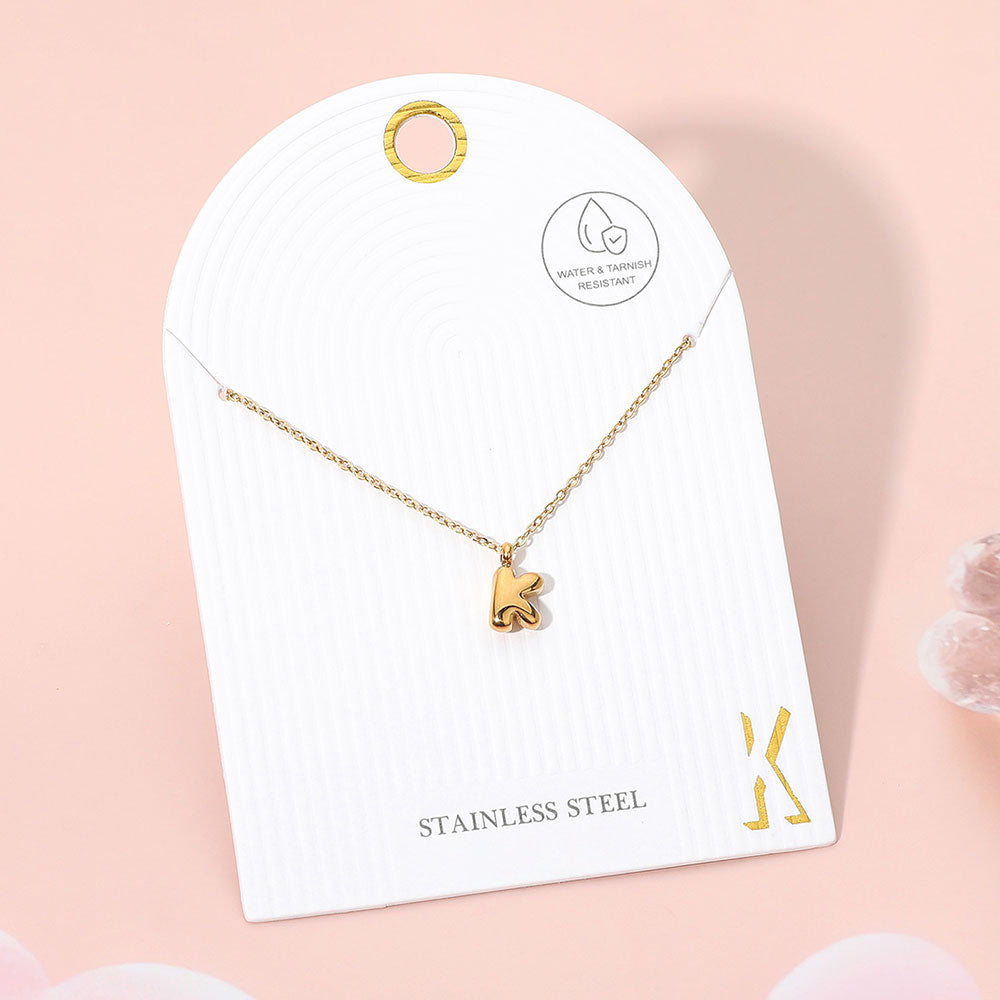Madeline Love Gold, ~K~ -K- Stainless Steel Monogram Pendant Necklace - Jewelry