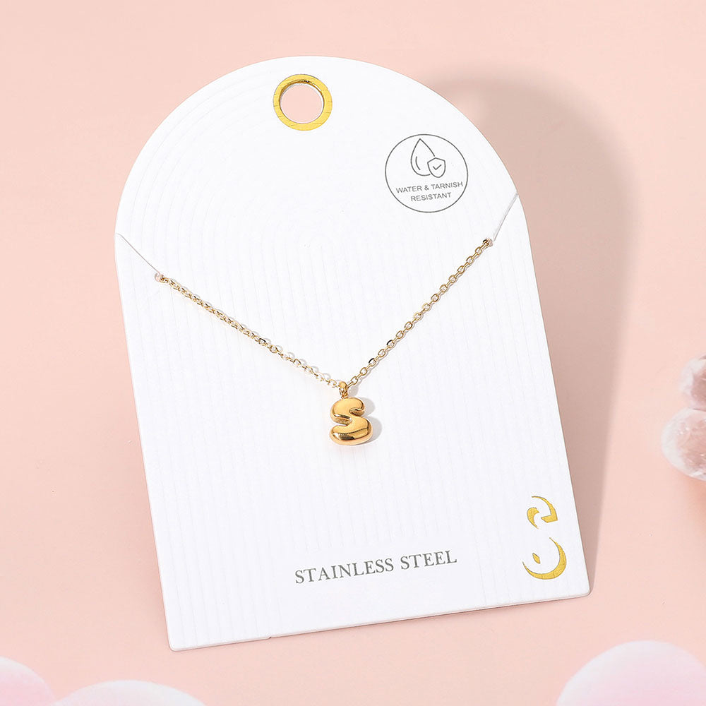 Madeline Love Gold, ~S~ -S- Stainless Steel Monogram Pendant Necklace - Jewelry