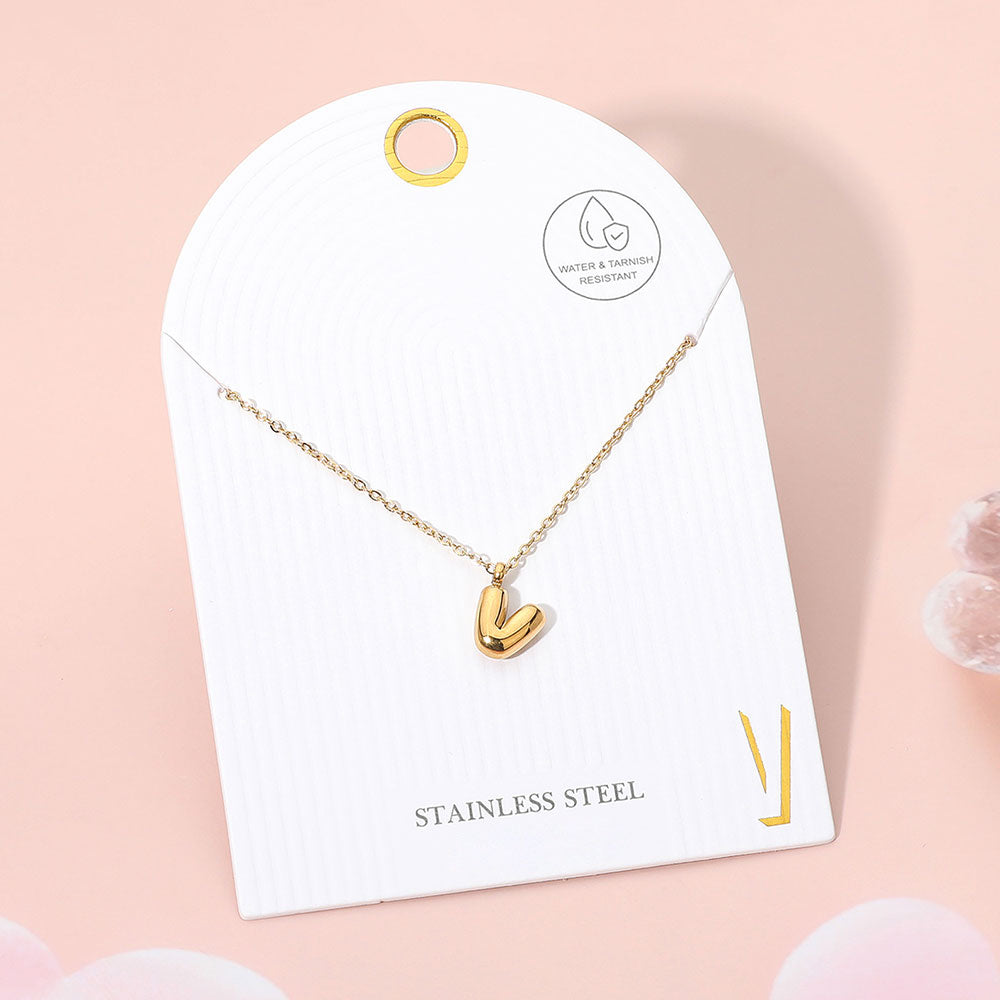 Madeline Love Gold, ~V~ -V- Stainless Steel Monogram Pendant Necklace - Jewelry