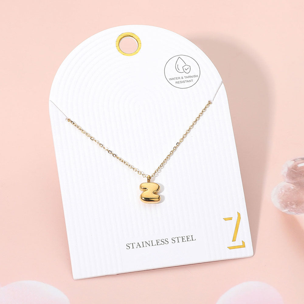 Madeline Love Gold, ~Z~ -Z- Stainless Steel Monogram Pendant Necklace - Jewelry