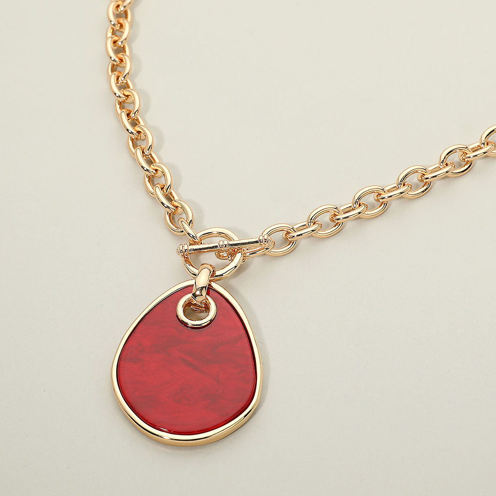 Madeline Love Red Geometric Resin Drop Pendant Necklace