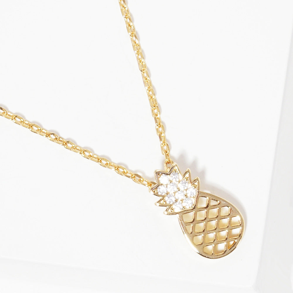 Madeline Love Clear, Gold Rhinestone Pineapple Pendant Necklace - Jewelry