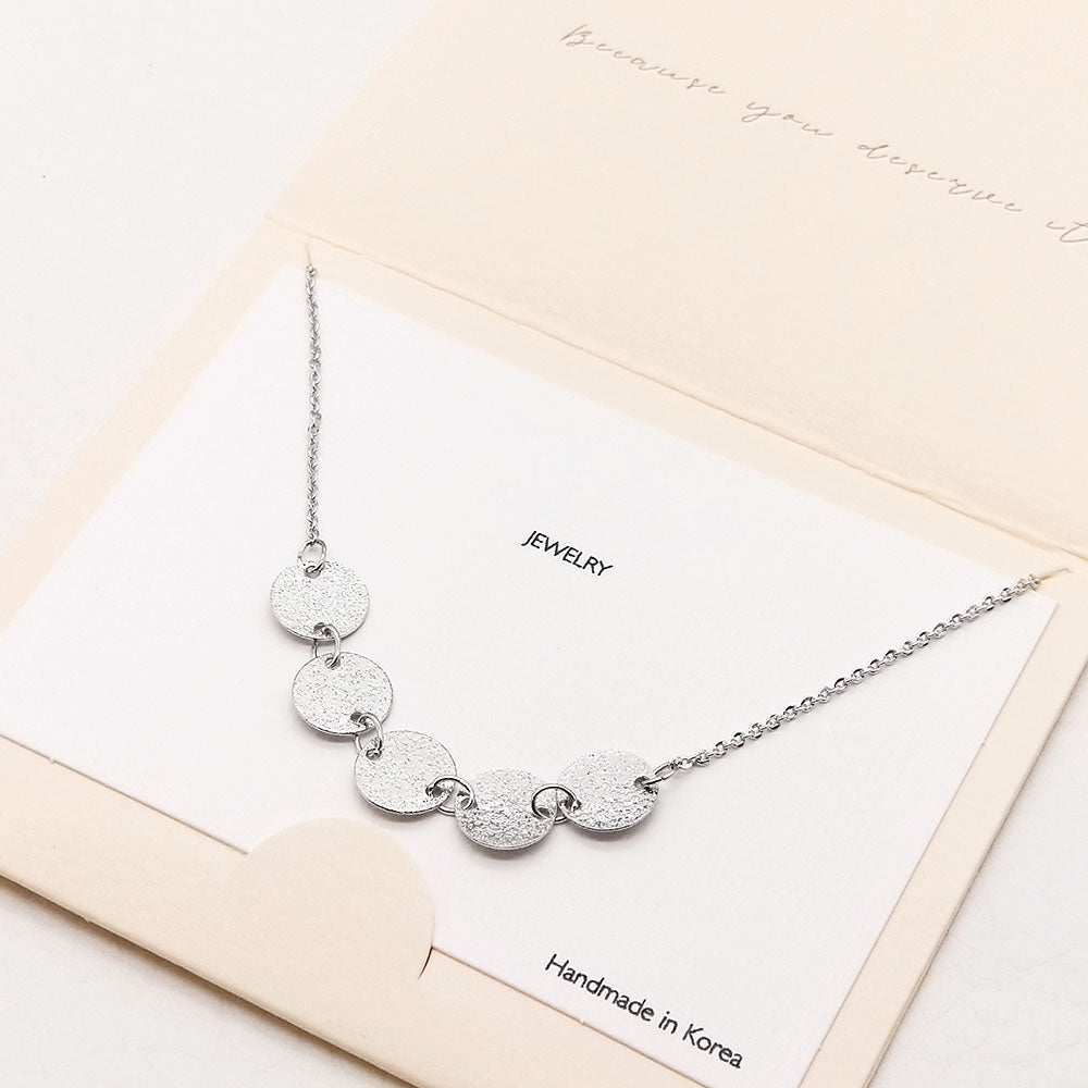 Madeline Love Silver Frosted Metal Disc Link Pendant Necklace - Necklaces