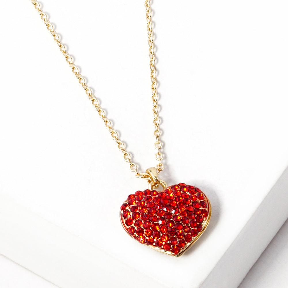 Madeline Love Siam Crystal pave heart pendant necklace