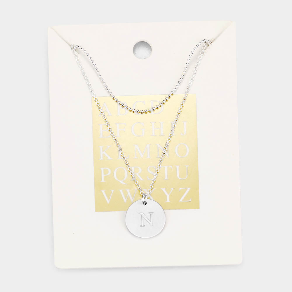 Madeline Love Silver -N- Initial Monogram Round Metal Pendant Necklace - Necklaces
