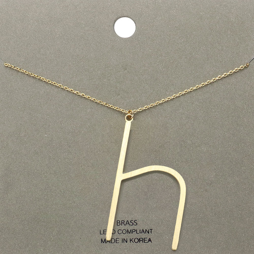 Madeline Love Gold, ~H~ -h- Brass Initial Monogram Metal Pendant Necklace - Necklaces