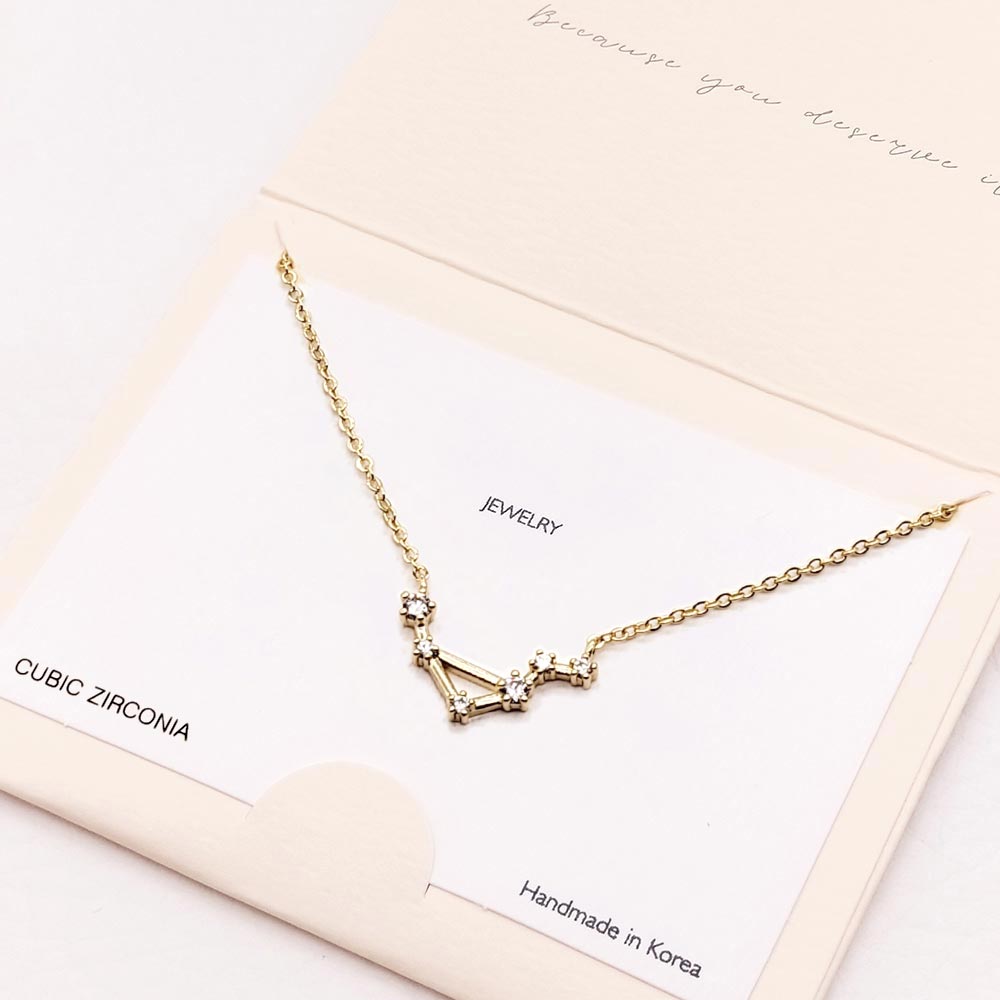Madeline Love Gold Libra CZ Embellished Zodiac Sign Pendant Necklace - Jewelry